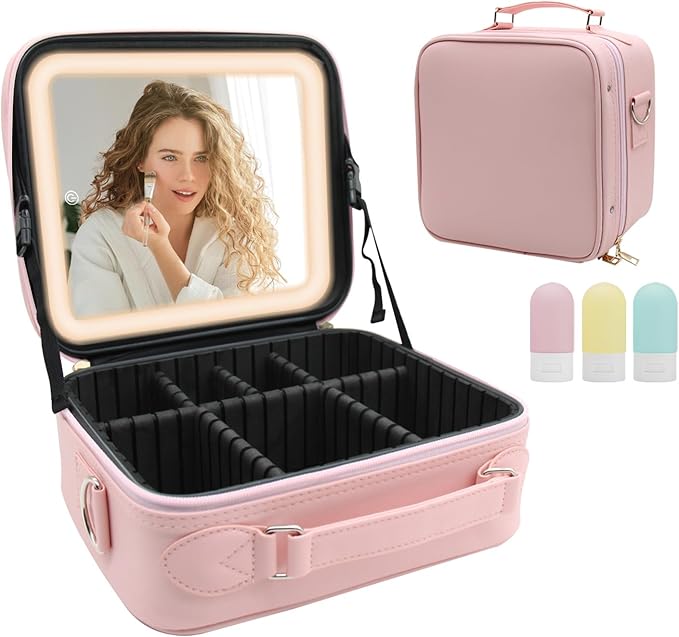 Organizador de Maquillaje Portátil Con Espejo LED