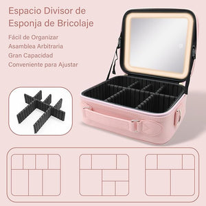 Organizador de Maquillaje Portátil Con Espejo LED